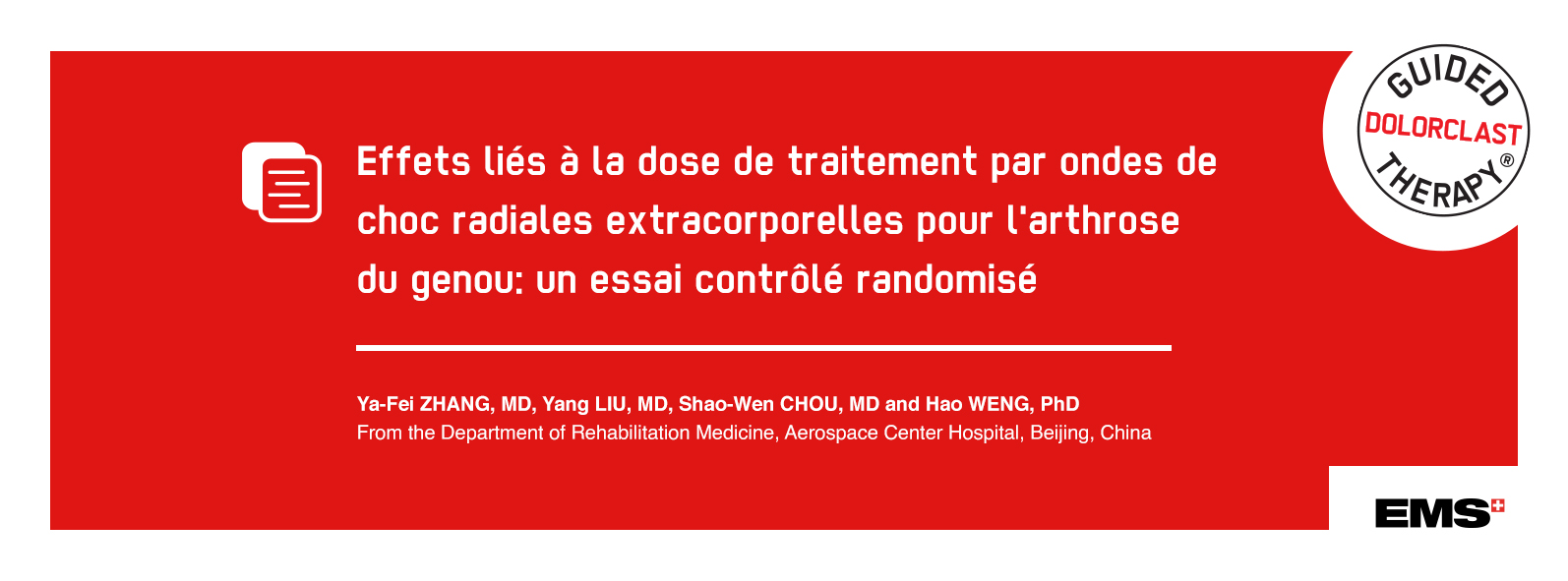 Effets liés à la dose de traitement par ondes de choc radiales extracorporelles pour l'arthrose du genou bannière